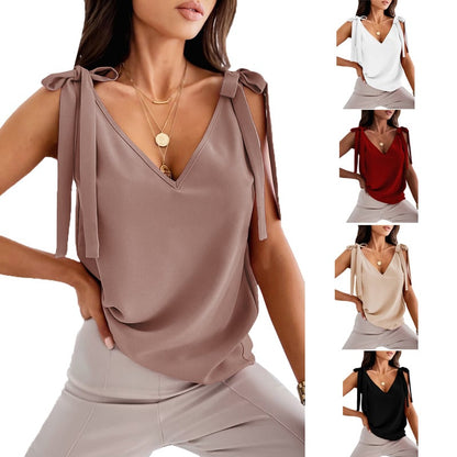 Bowknot Satin V-Neck Cami