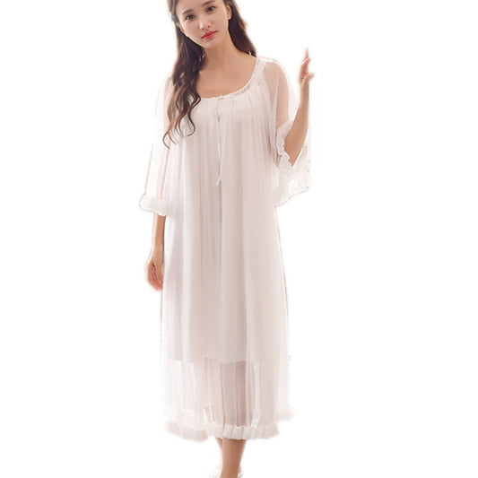 Women's Vintage Victorian Nightgown Set – White