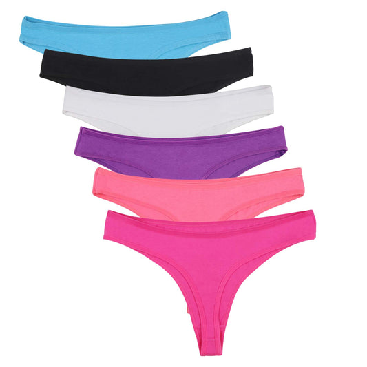 DRESHOW Women's Cotton Thongs 6-Pack