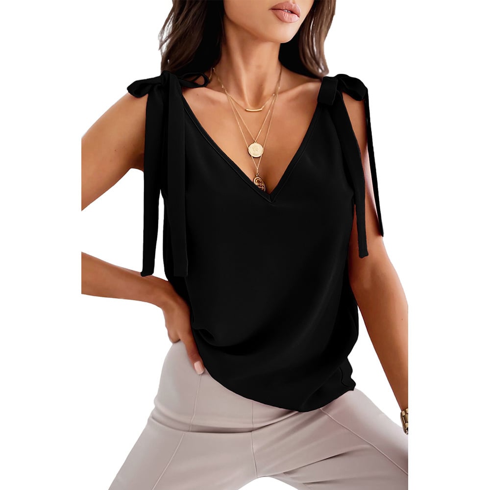 Bowknot Satin V-Neck Cami