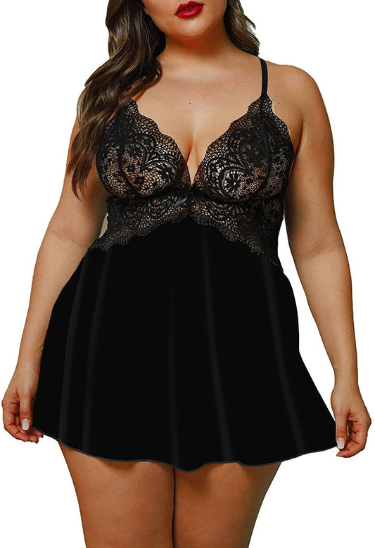 Plus Size Lace Babydoll Chemise
