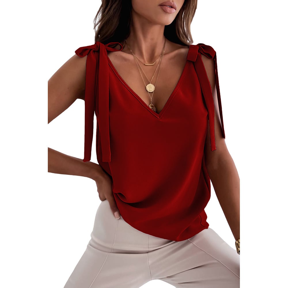 Bowknot Satin V-Neck Cami
