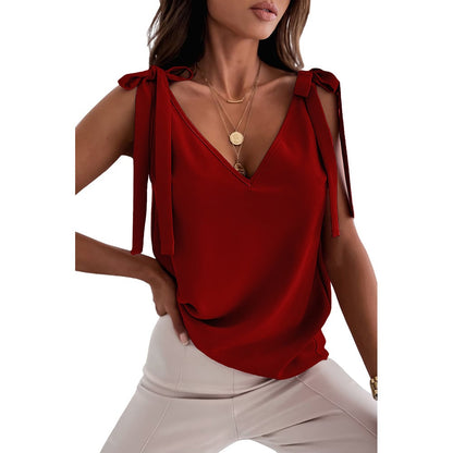 Bowknot Satin V-Neck Cami